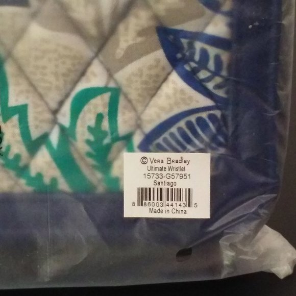 Vera Bradley Ultimate Wristlet 'Santiago' NWT NIP Quilted Floral Vegan Trim Blue - Picture 4 of 12